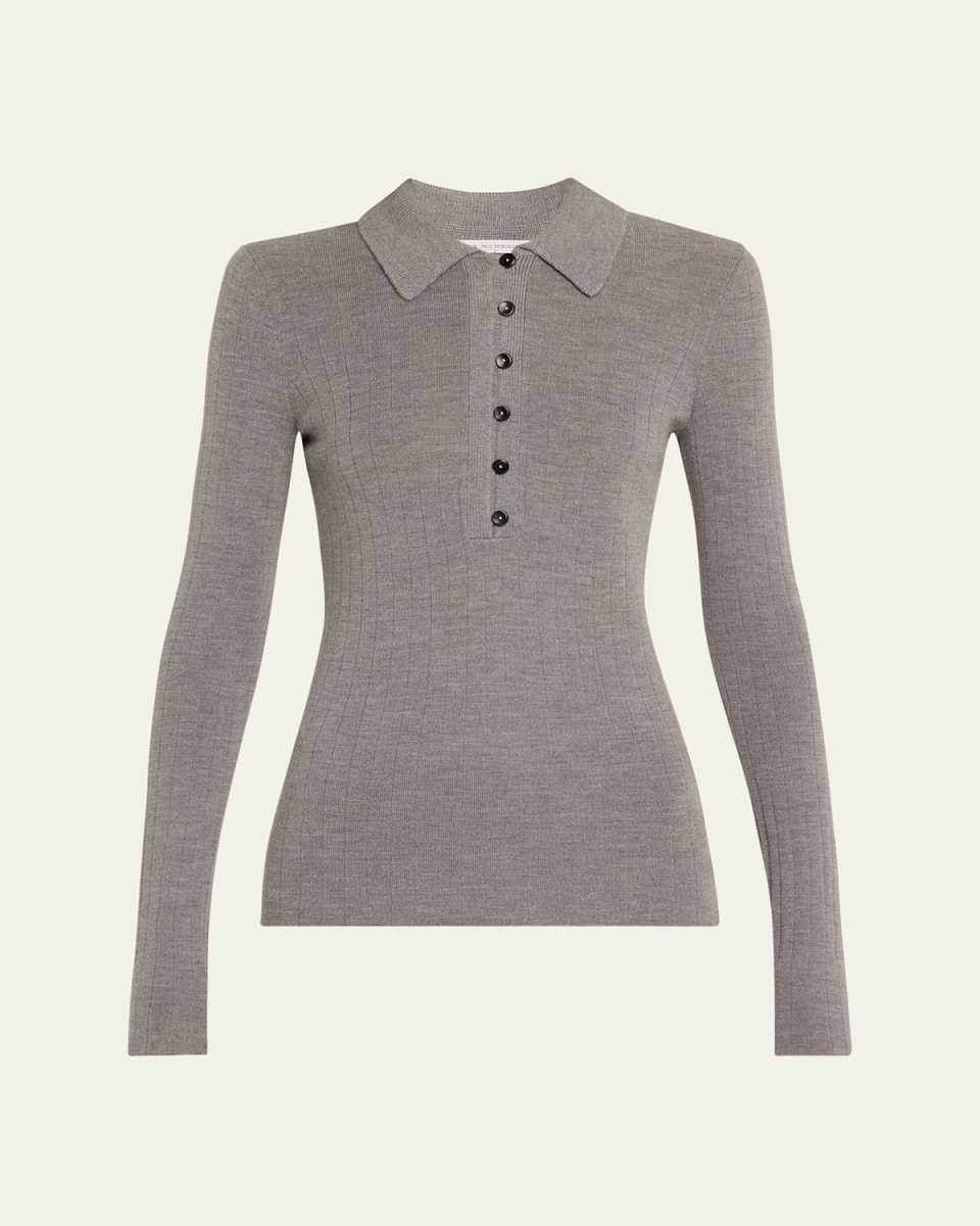 Kissing Placket Polo Merino Wool Top